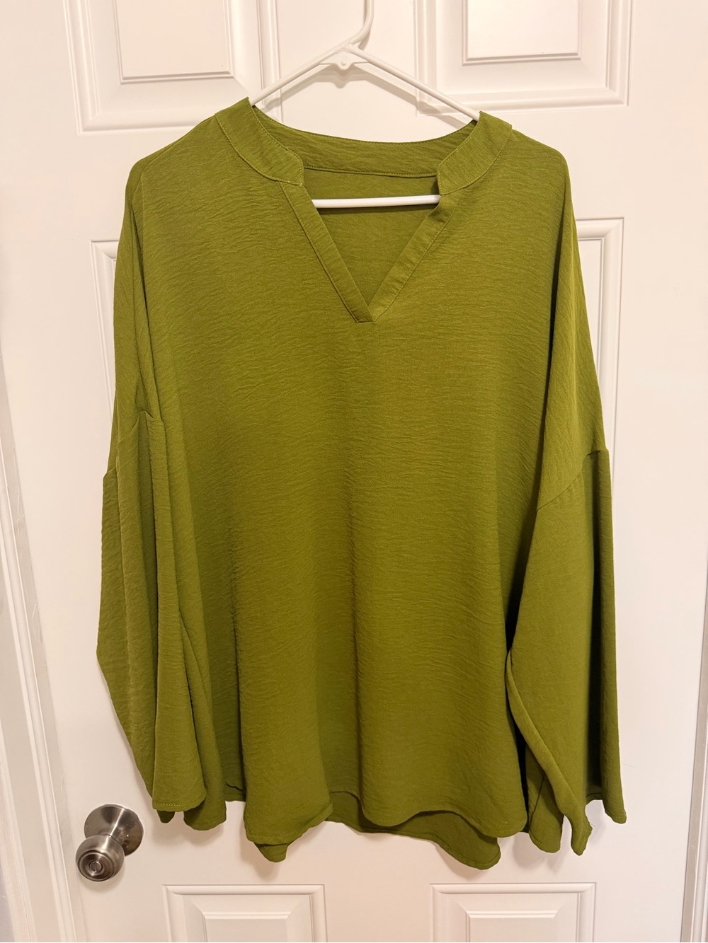 SHEIN Olive Green V-Neck Long Sleeve Tunic